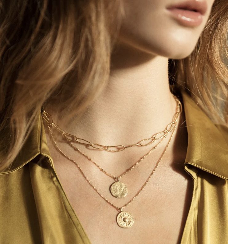 Agapée Luna Gold Disc Coin Necklace