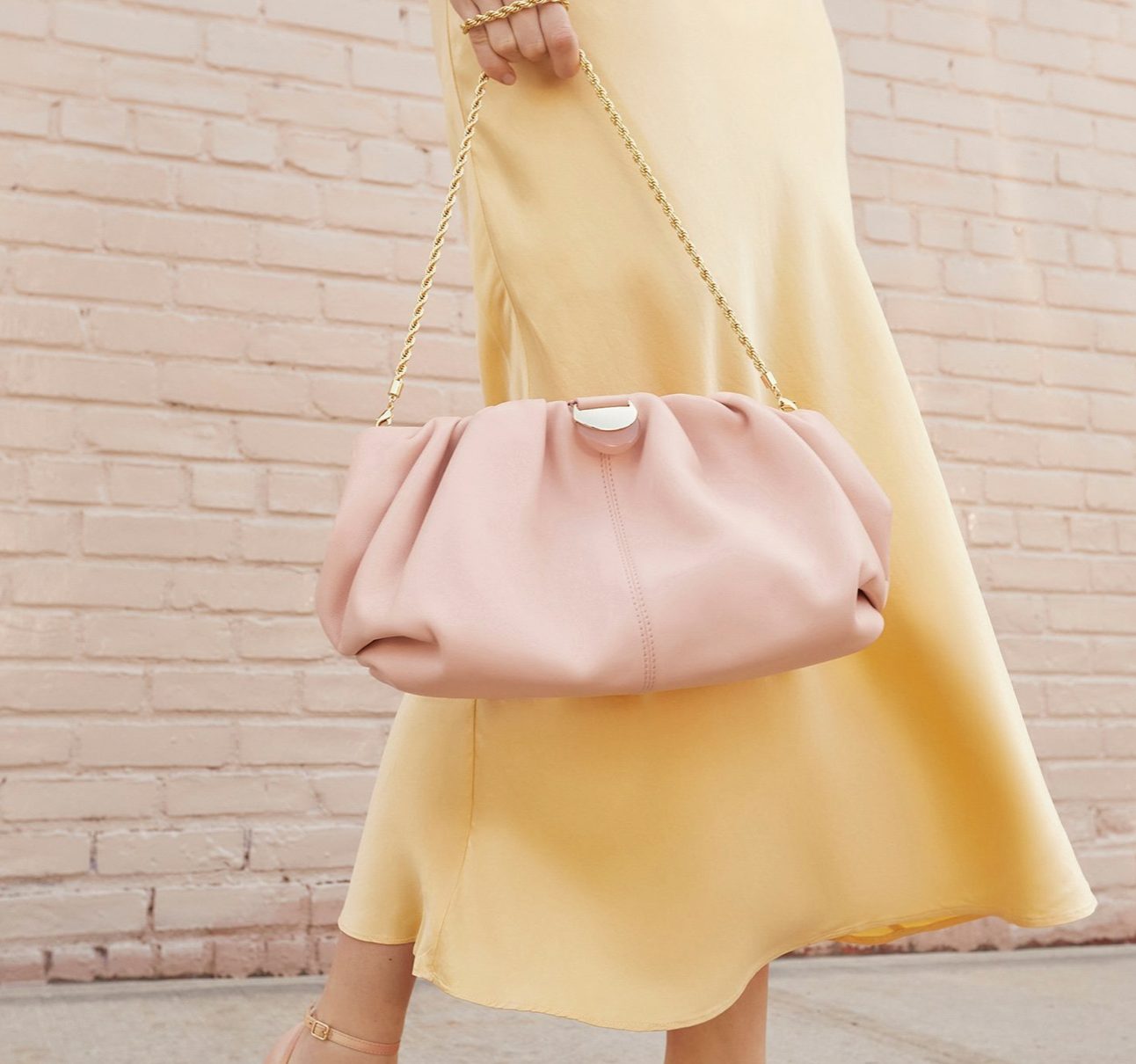 Analeigh Ballet Pink Clutch Bag by Loeffler Randall