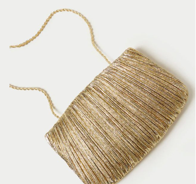 Brit Gold Pleated Clutch Handbag by Loeffler Randall