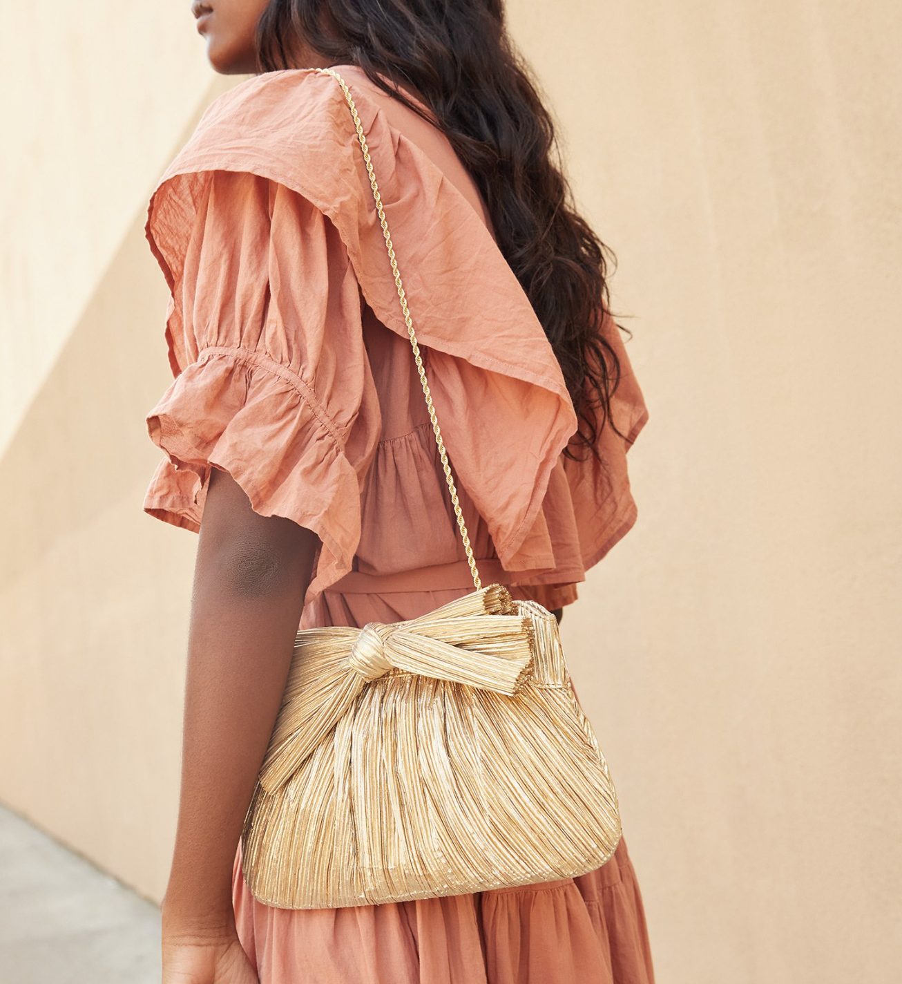 Gold Rayne Clutch Handbag by Loeffler Randall