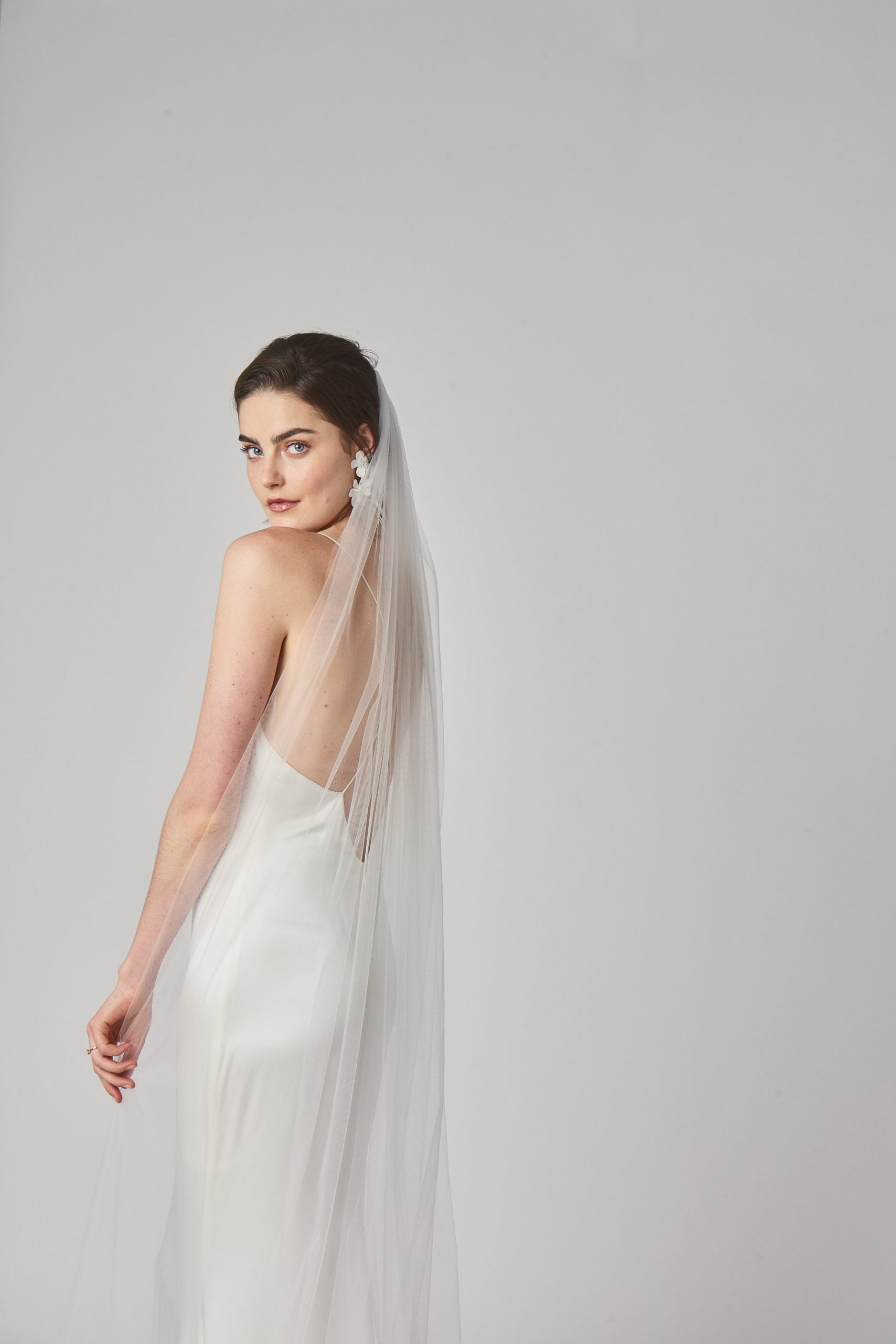 Long Plain Tulle Veil by Alexandra Grecco