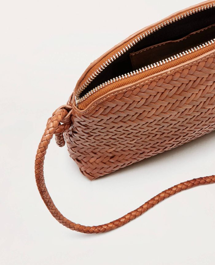 Mallory Tan Brown Woven Crossbody Bag by Loeffler Randall