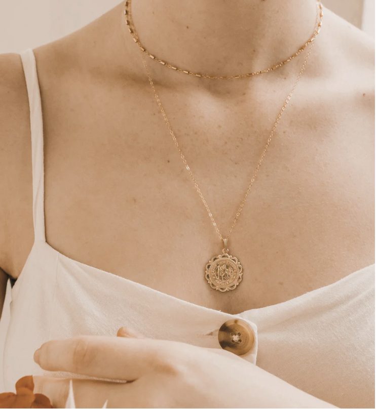Mod + Jo Saint Christopher Gold Coin Necklace