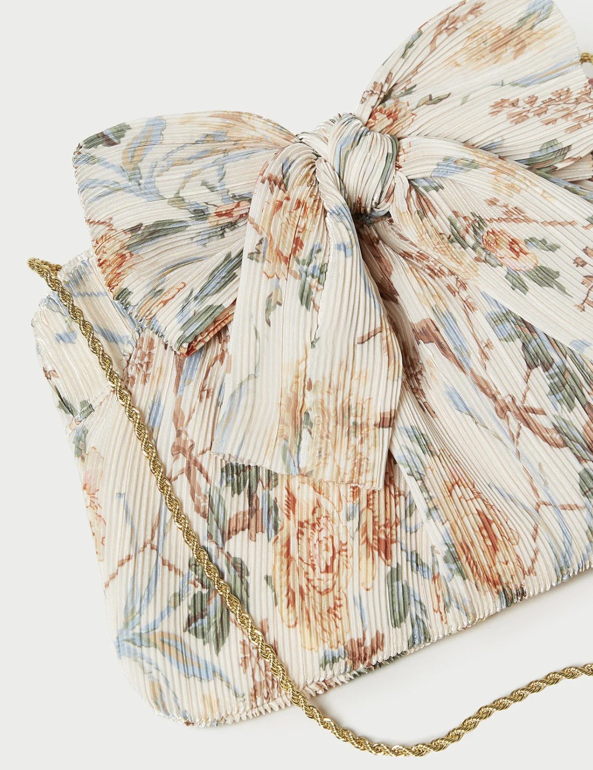 Rayne Cream Floral Bow Clutch Handbag by Loeffler Randall