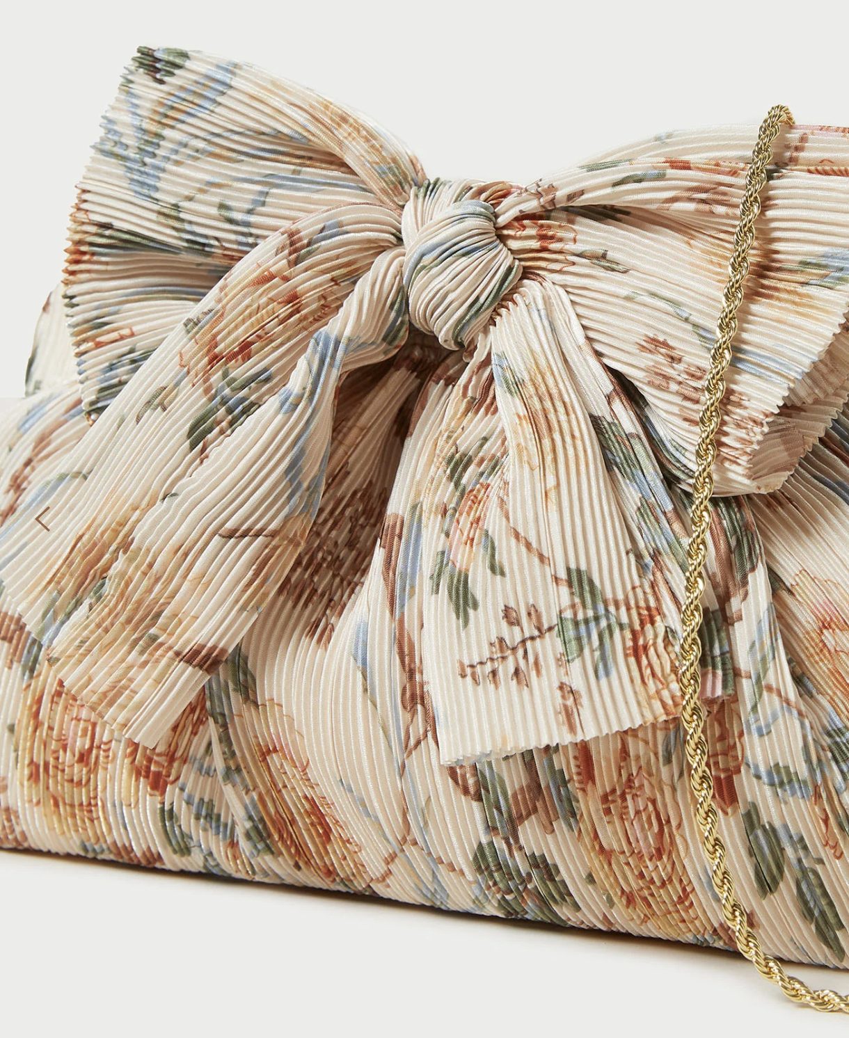 Rayne Cream Floral Bow Clutch Handbag by Loeffler Randall