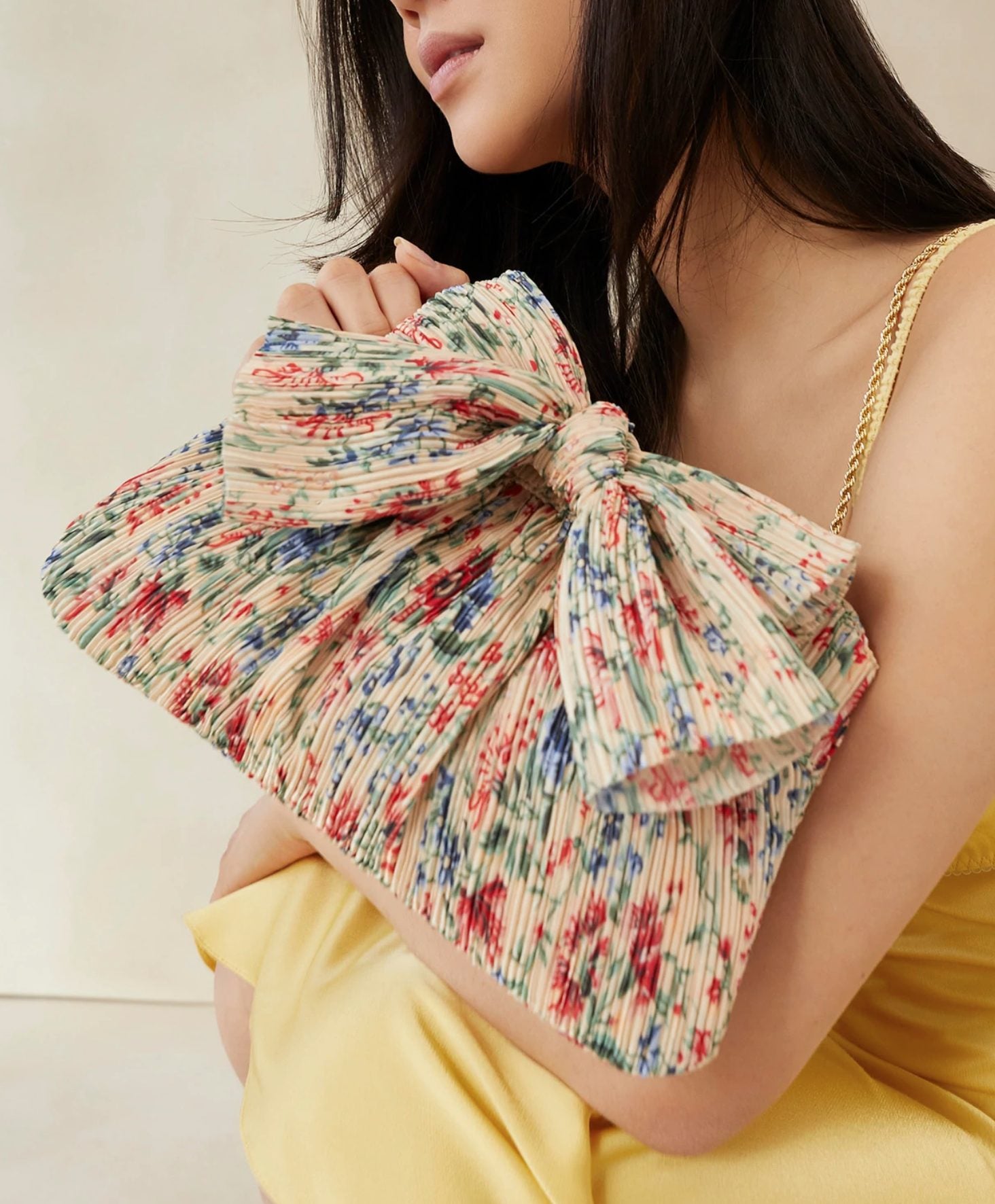 Rayne Tan Floral Clutch Handbag by Loeffler Randall