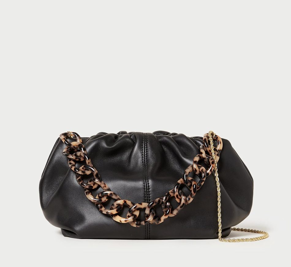 Salem Black Leather Clutch Bag by Loeffler Randall
