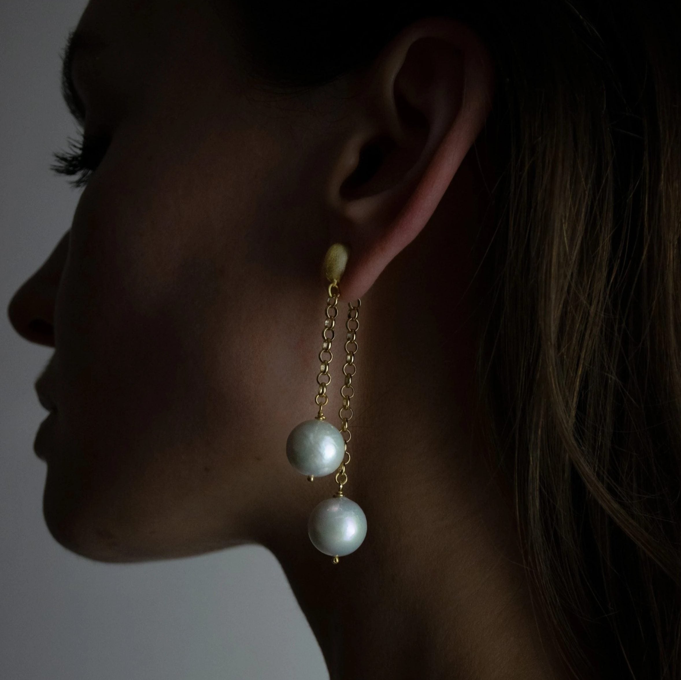 Double Pearl Drop Earrings