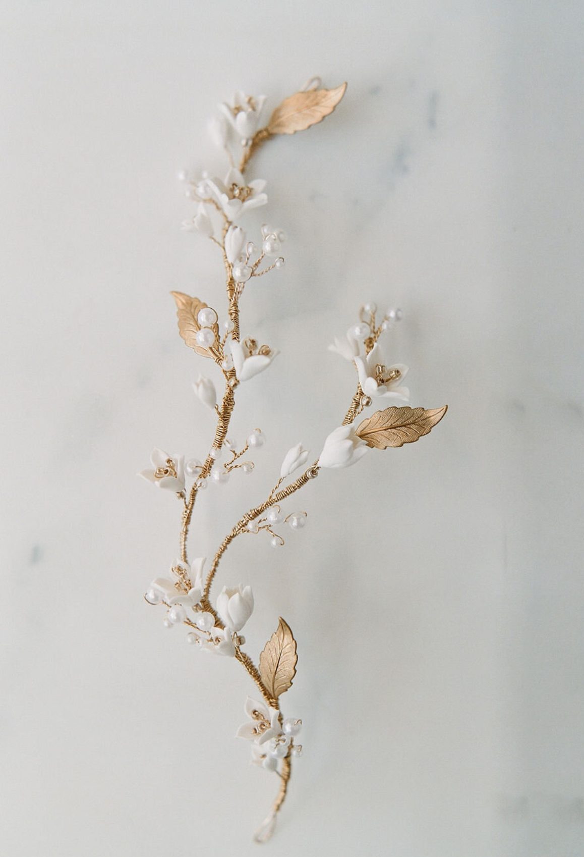 Elsa - Gold & Pearl Bridal Headpiece