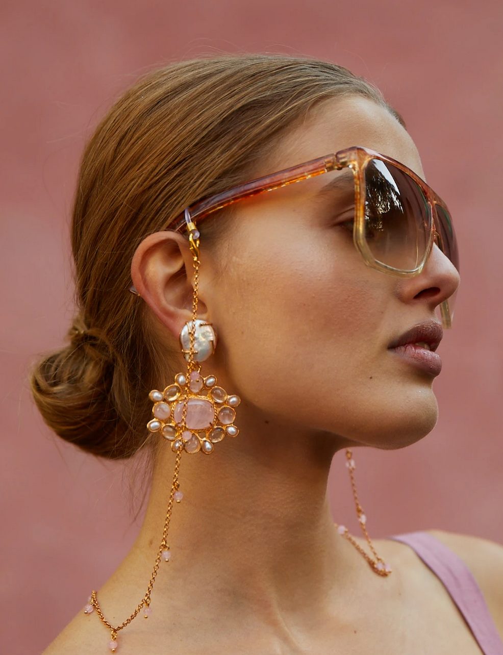 Abriana - Pink Pearl earrings by Christie Nicolaides