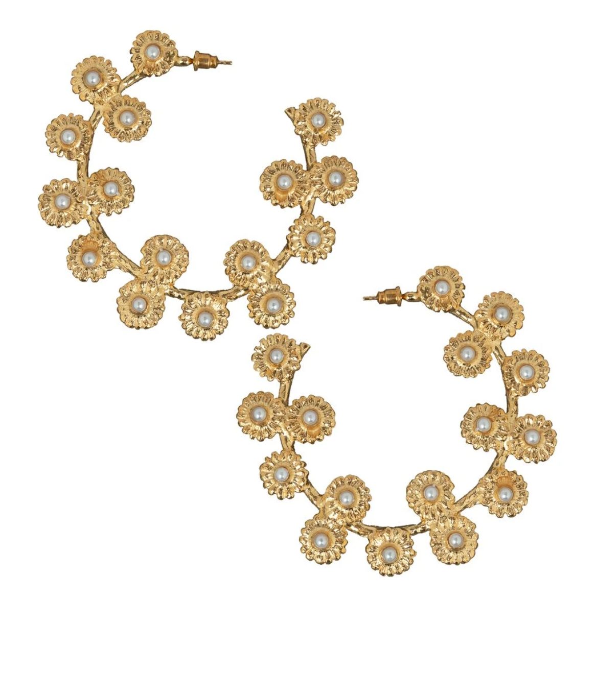 Daisy Hoop Pearl earrings by Christie Nicolaides