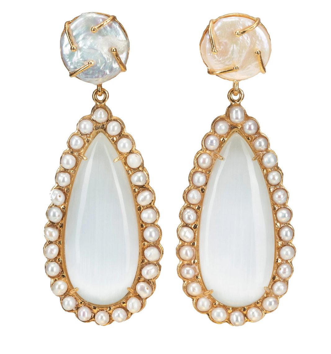 Grazia- Statement pearl earrings by Christie Nicolaides