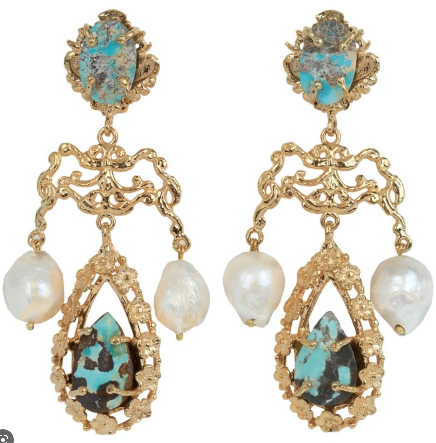 Liliana Turquoise and Pearl Earrings by Christie Nicolaides