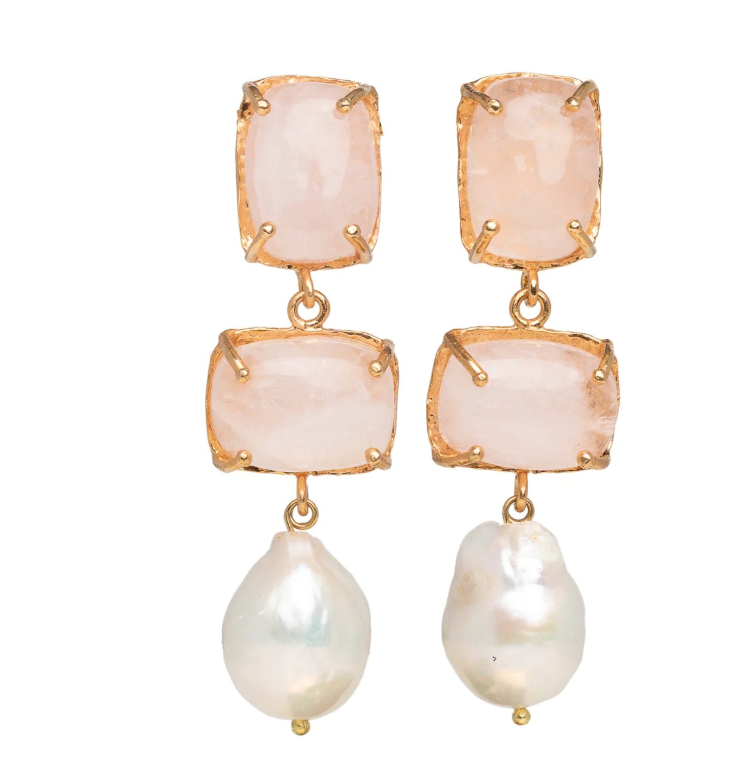Pale Pink & Baroque Pearl Loren earrings by Christie Nicolaides