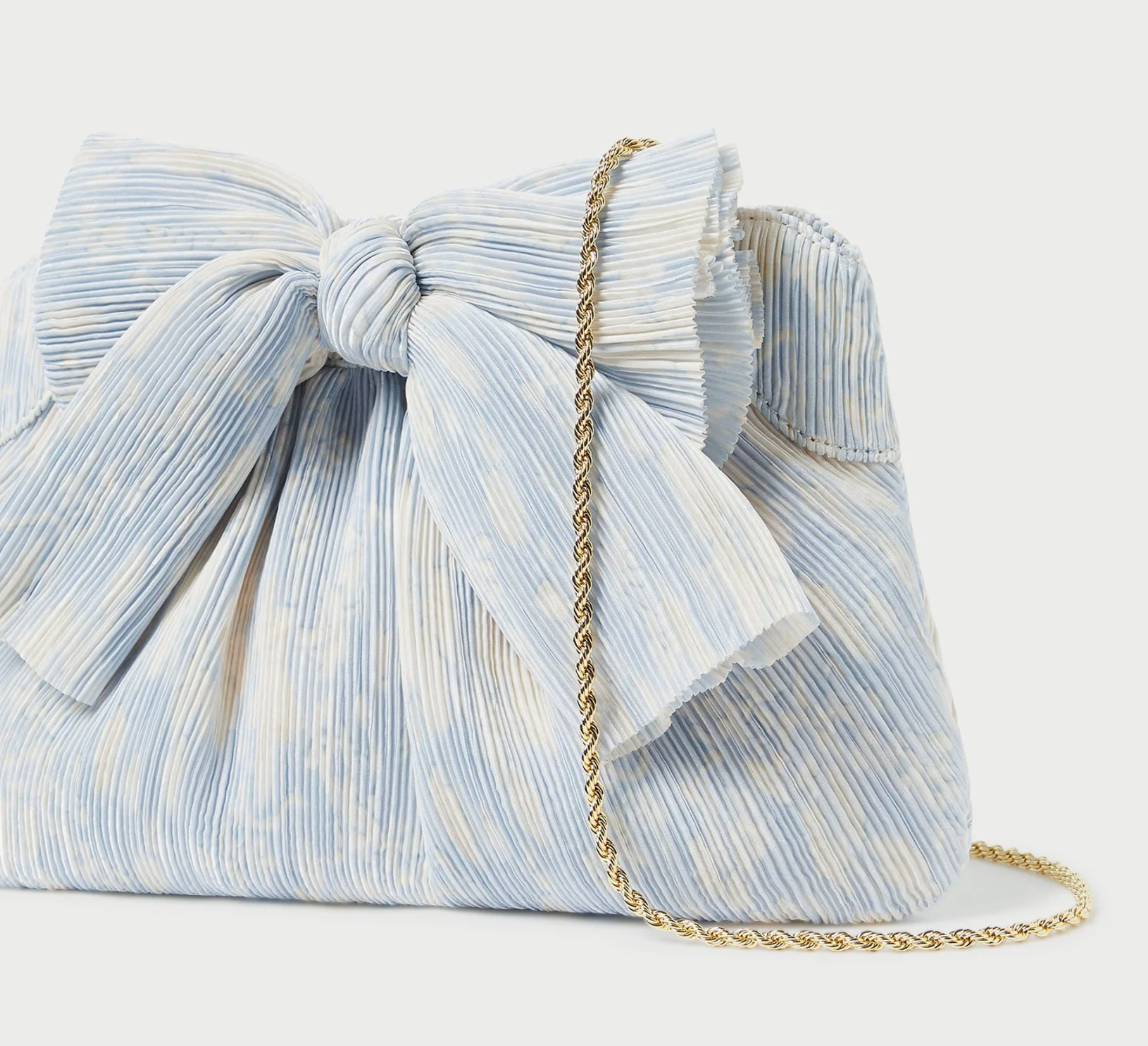 Something Blue, Rayne Blue Floral Clutch Bow Handbag by Loeffler Randall
