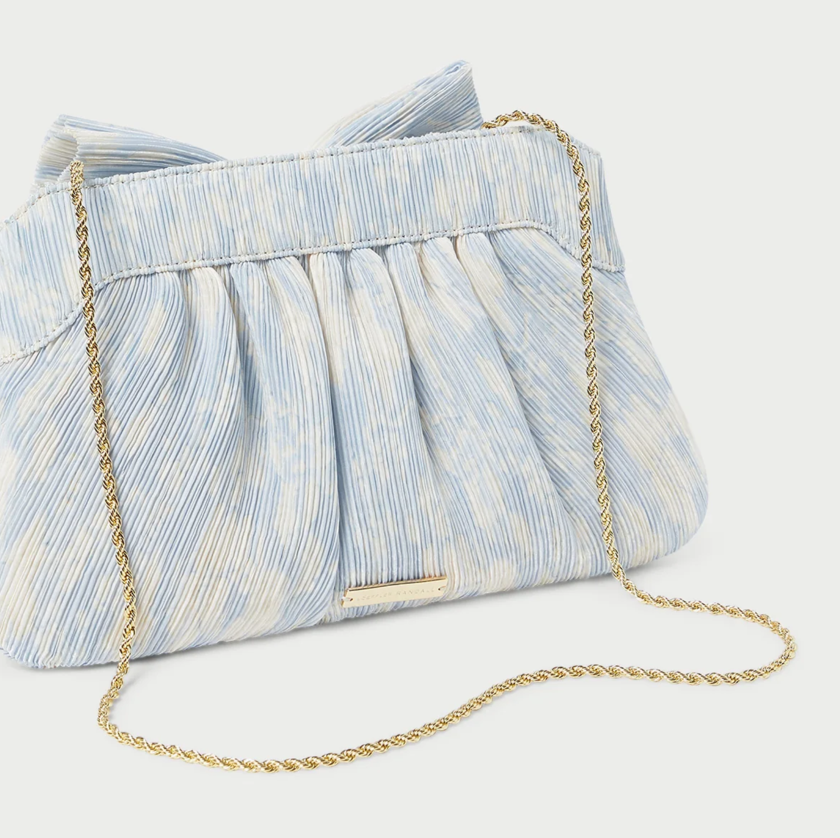 Something Blue, Rayne Blue Floral Clutch Bow Handbag by Loeffler Randall