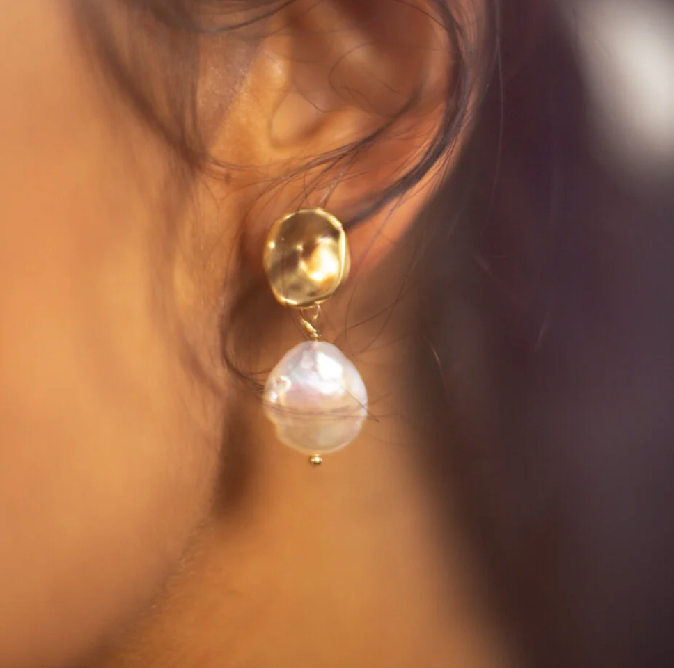 Lux, Gold & Pearl Earrings by Blue Meadow