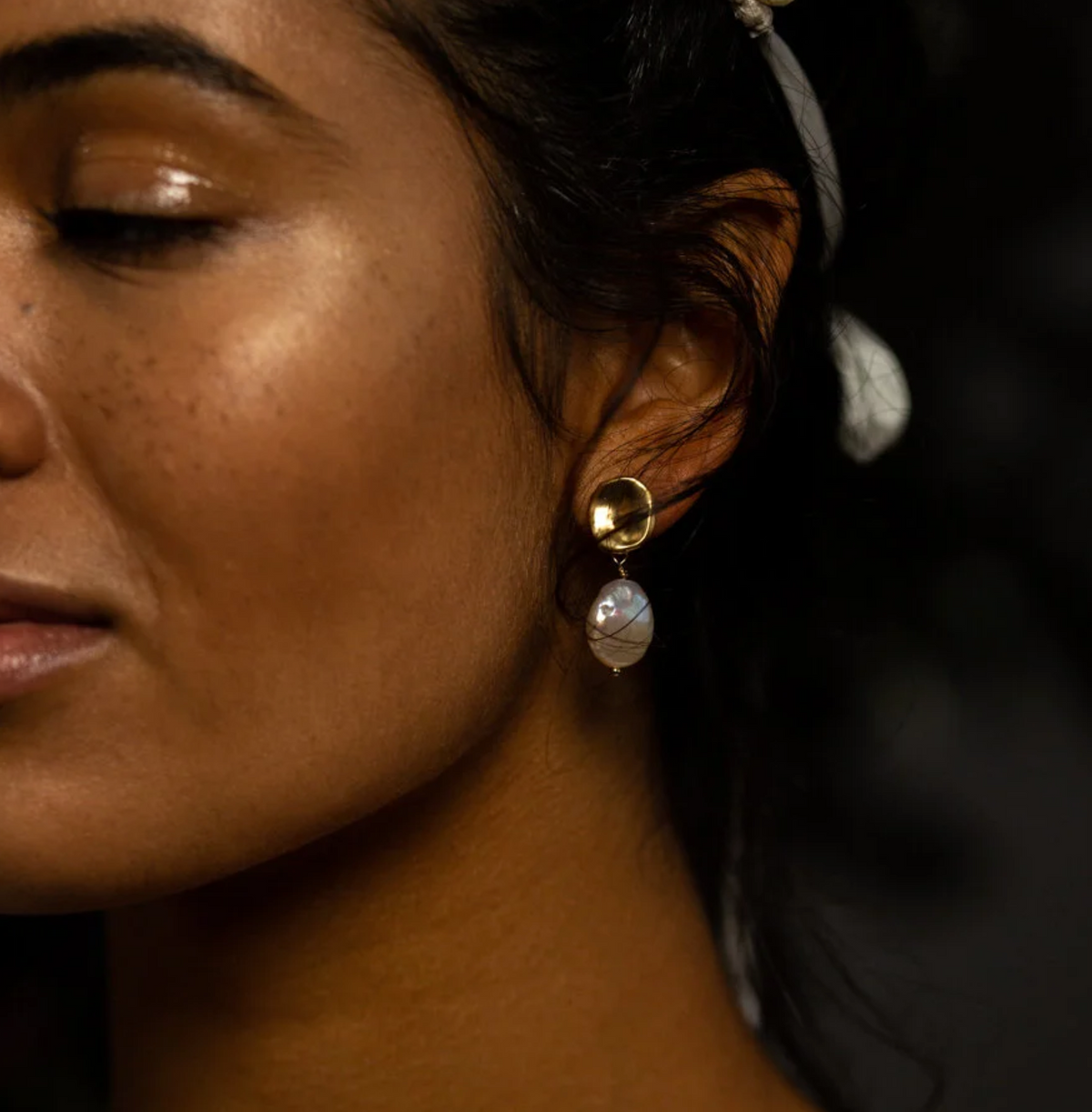 Lux, Gold & Pearl Earrings by Blue Meadow