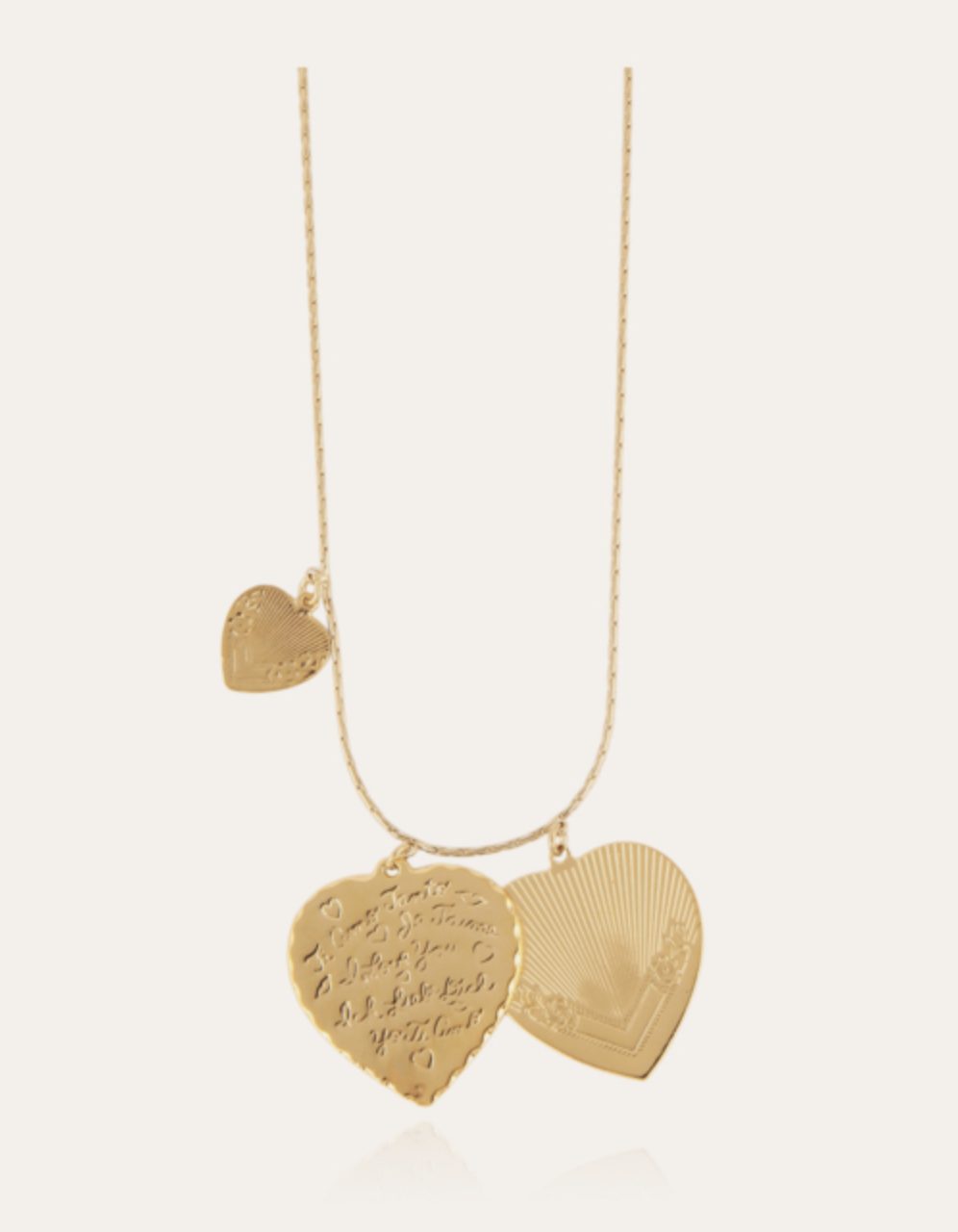 Je t'aime Gold Love Heart Necklace by Gas Bijoux