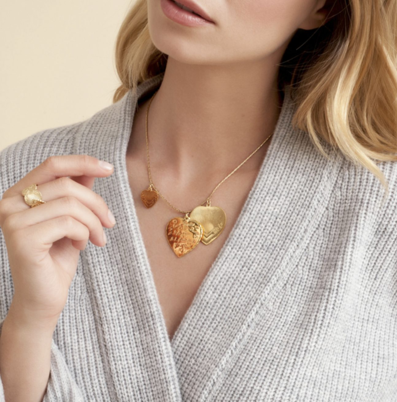 Je t'aime Gold Love Heart Necklace by Gas Bijoux