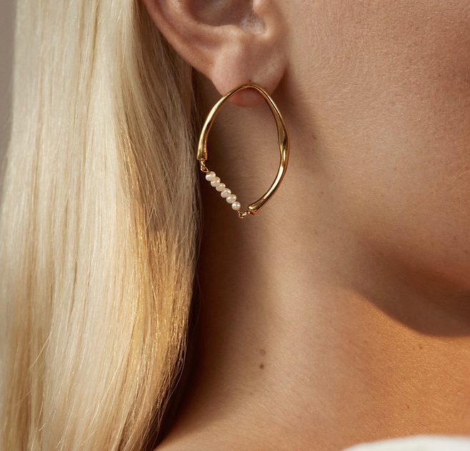 Thiva Pearl Hoop Earrings by Shyla Jewellery