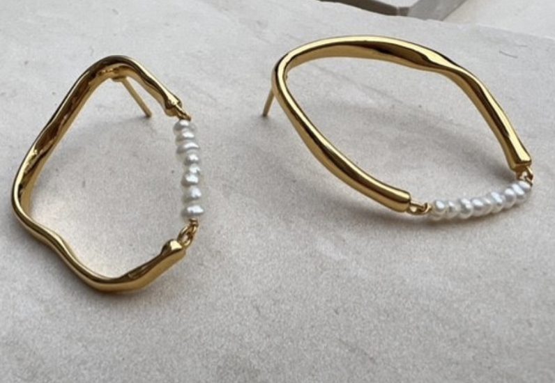 Thiva Pearl Hoop Earrings by Shyla Jewellery