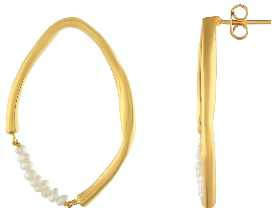 Thiva Pearl Hoop Earrings by Shyla Jewellery