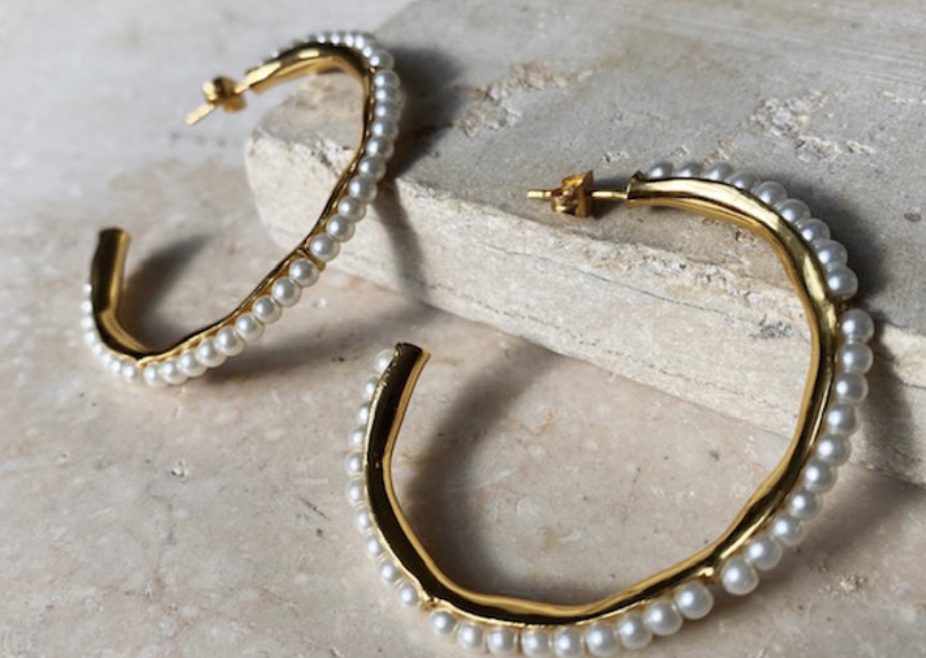 The Hermaenie Pearl Hoop Earrings by Shyla Jewellery