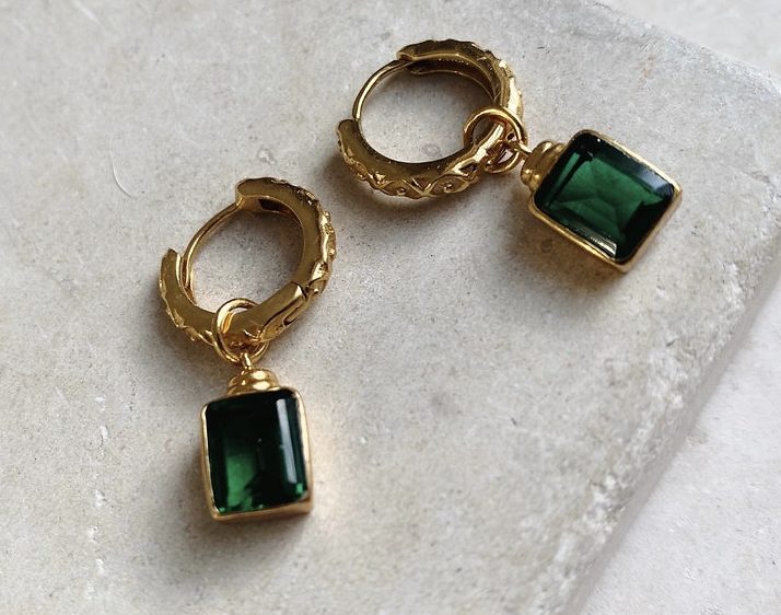 The Margot Emerald Huggies by Shyla Jewellery