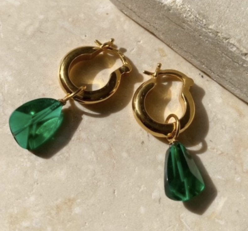 The Priya Emerald Hoops by Shyla Jewellery