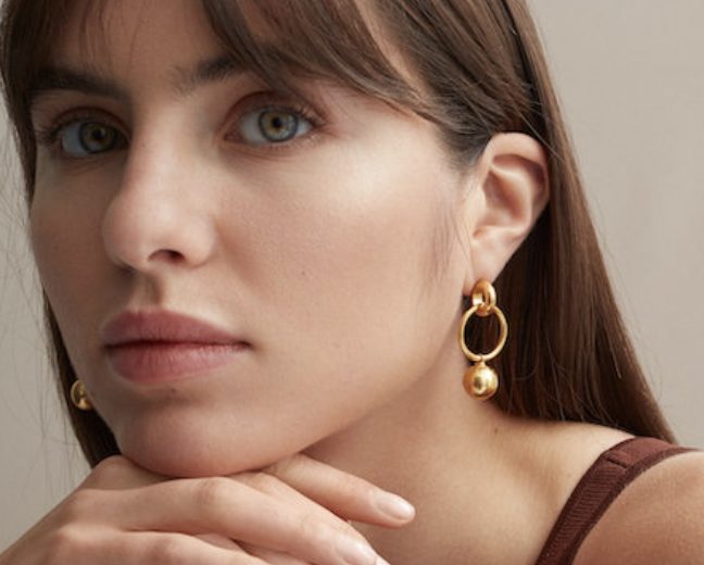 The Layla Gold Ball Hoop Earrings by Shyla Jewellery