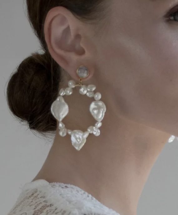 One Dame Lane Halo Pearl Hoops