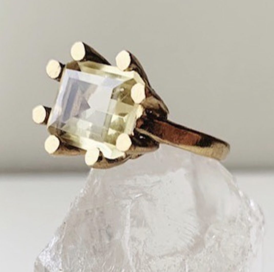Square Lemon Gold Ring by Shyla