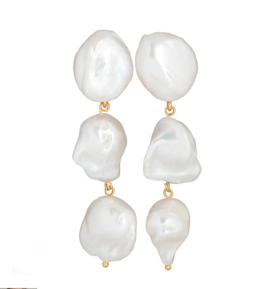 Chrisanthi Gold Baroque Pearl earrings by Christie Nicolaides