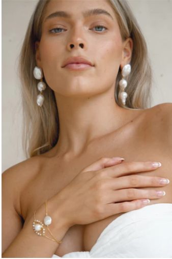 Chrisanthi Gold Baroque Pearl earrings by Christie Nicolaides