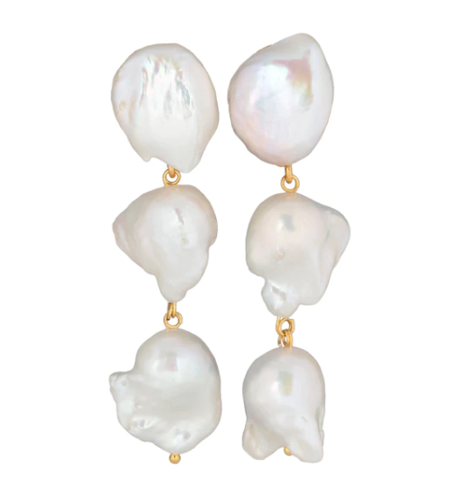 Chrisanthi Gold Baroque Pearl earrings by Christie Nicolaides