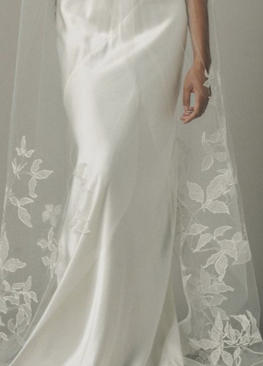 Terra Embroidered Cathedral Floral Veil By Ofrenda