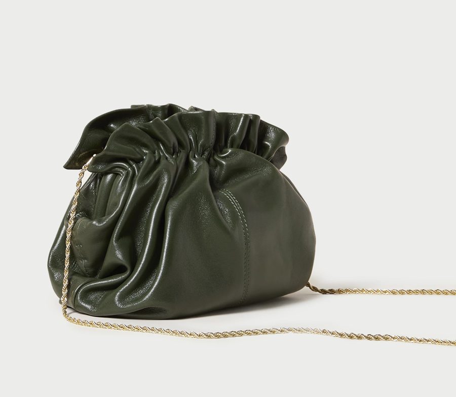 Willa Forest Green Leather Clutch Bag by Loeffler Randall
