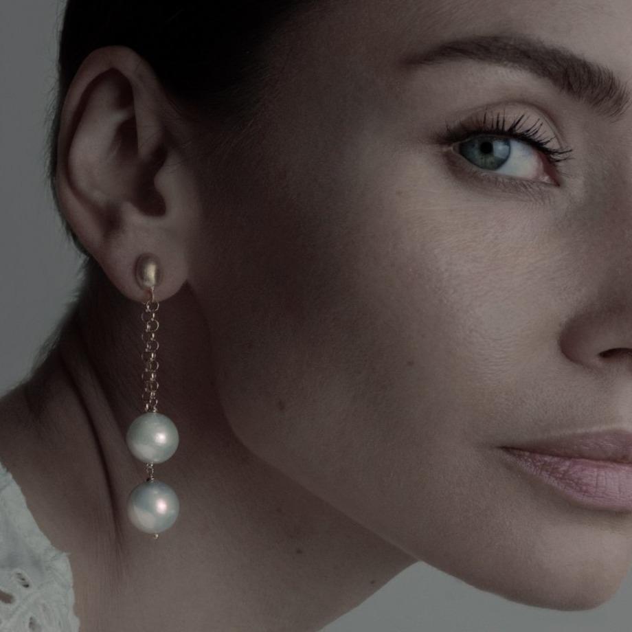 Double Pearl Drop Earrings