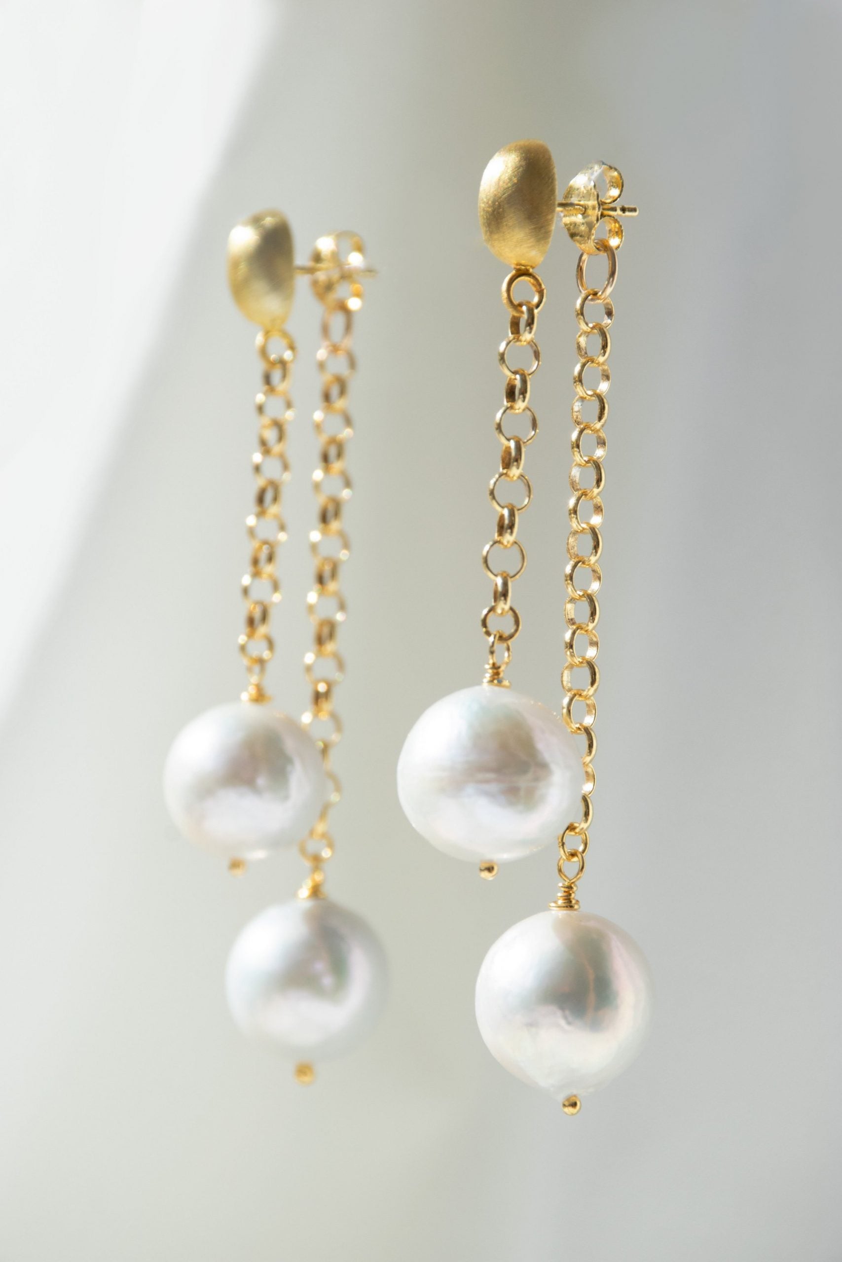Double Pearl Drop Earrings
