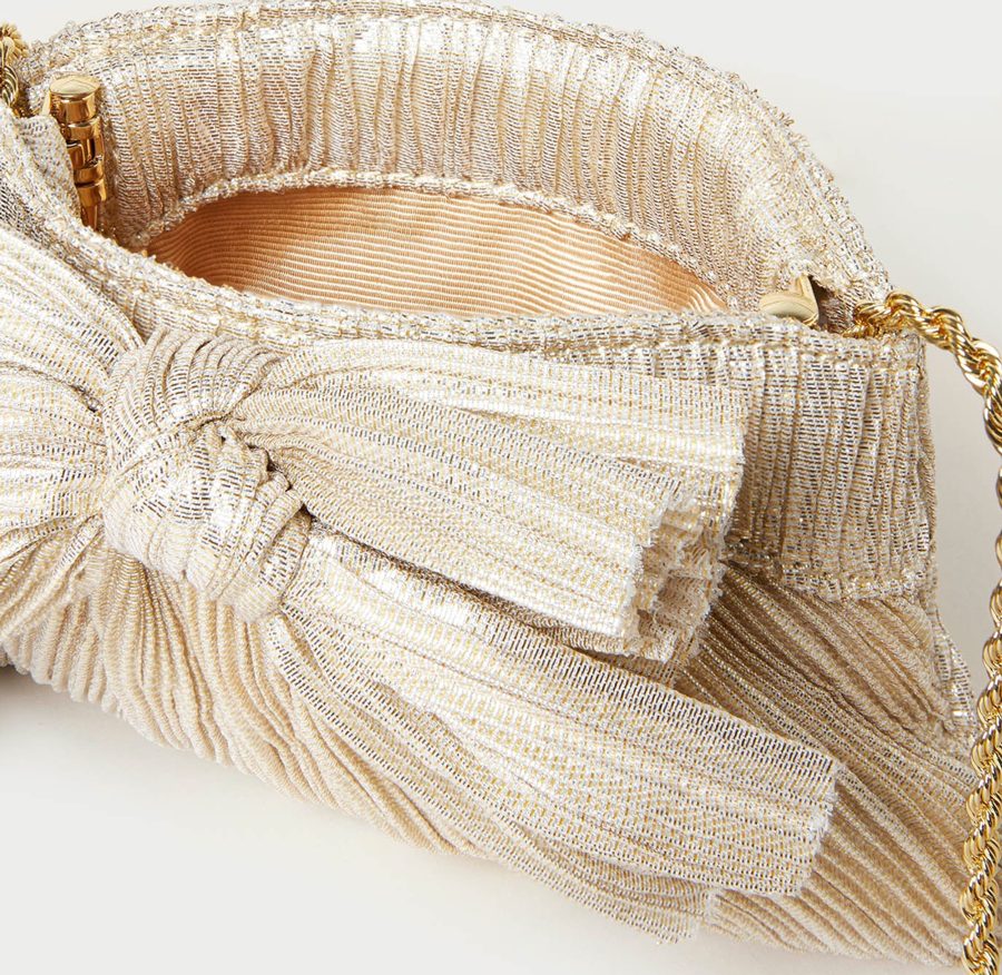 Mini Rochelle Platinum Bow Clutch Handbag by Loeffler Randall