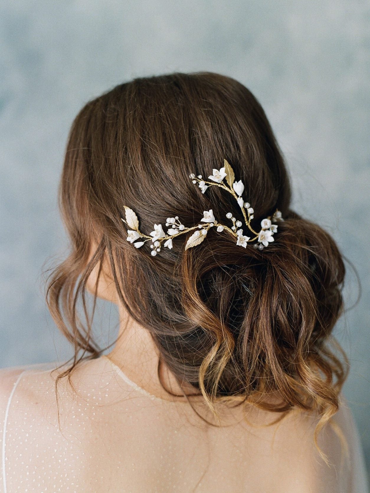Elsa - Gold & Pearl Bridal Headpiece
