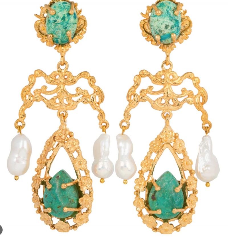 Liliana Turquoise and Pearl Earrings by Christie Nicolaides