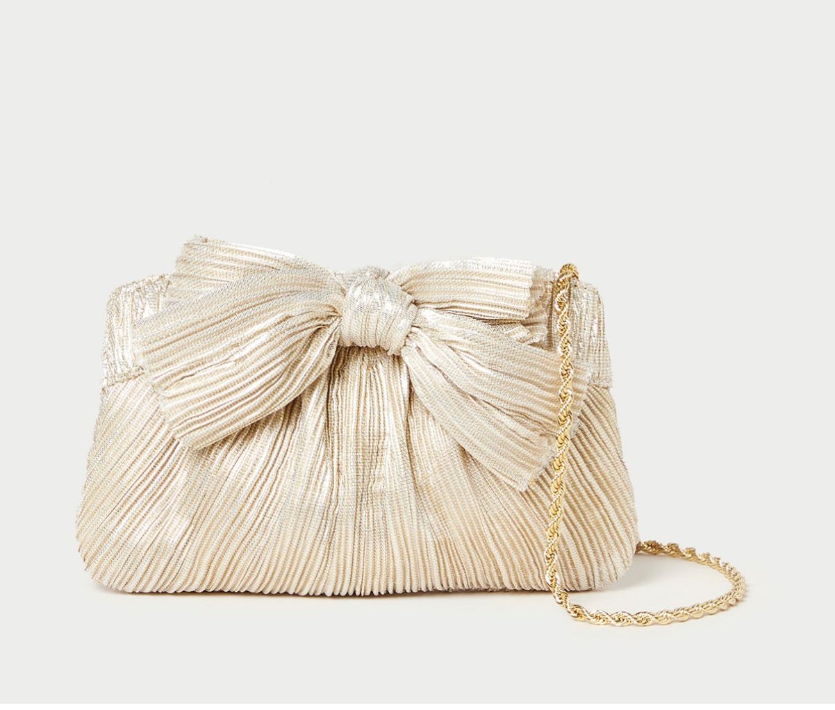 Mini Rochelle Platinum Bow Clutch Handbag by Loeffler Randall
