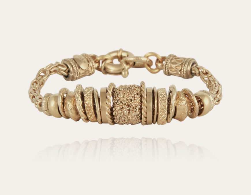 Gold Textured Charm Bracelet by Gas Bijoux