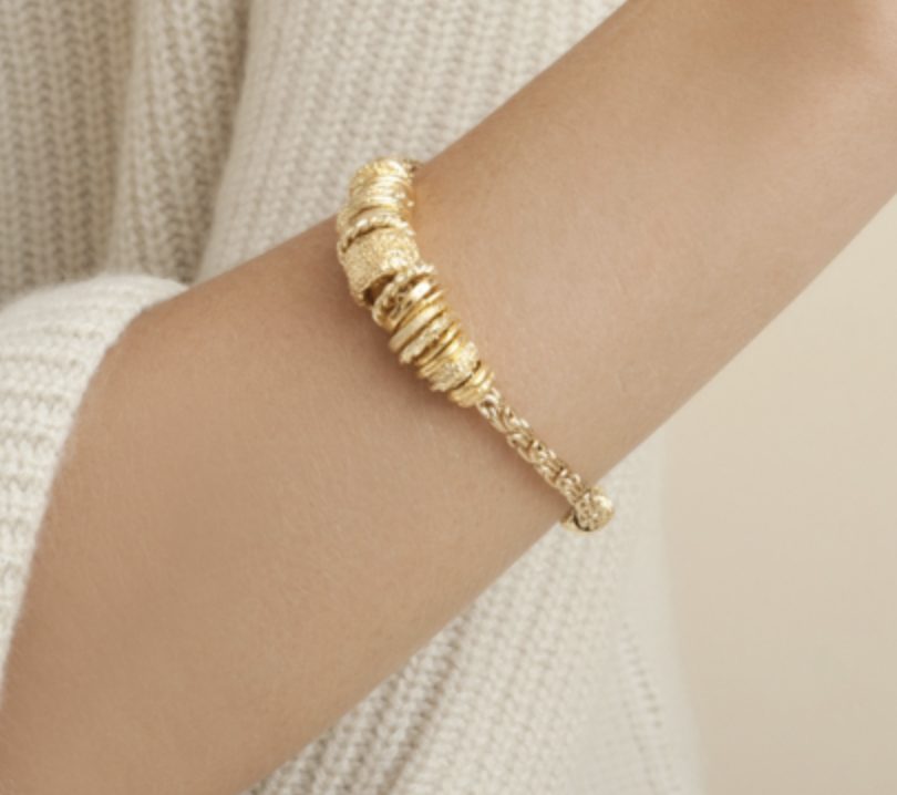 Gold Textured Charm Bracelet by Gas Bijoux