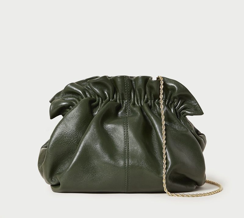 Willa Forest Green Leather Clutch Bag by Loeffler Randall