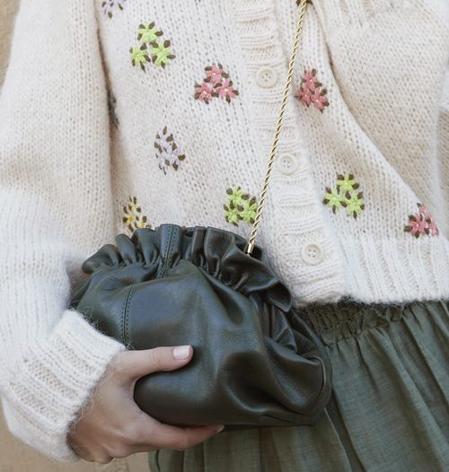 Willa Forest Green Leather Clutch Bag by Loeffler Randall