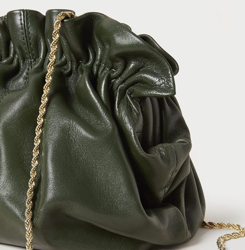 Willa Forest Green Leather Clutch Bag by Loeffler Randall